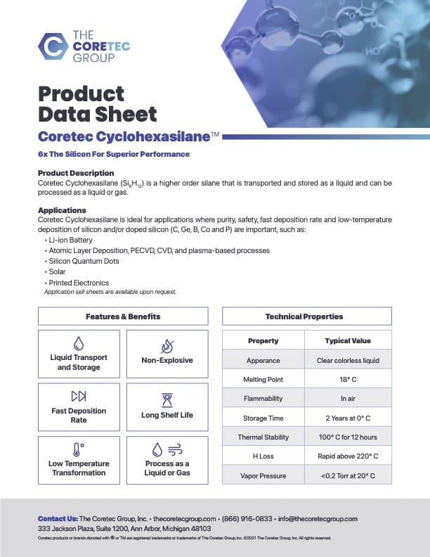 Chs Product Data Sheet The Coretec Group